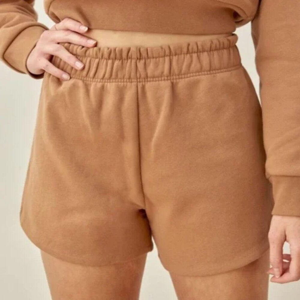 Reformation Riley sweatshorts in butterscotch